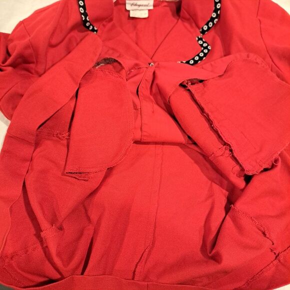 Elegant Vintage 90s Red Blouse Pearl Buttons Collared Shirt Jacket Shacket sz 12 - Picture 11 of 11